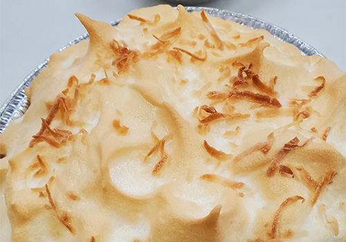 A pie with a toasted merigne topping.