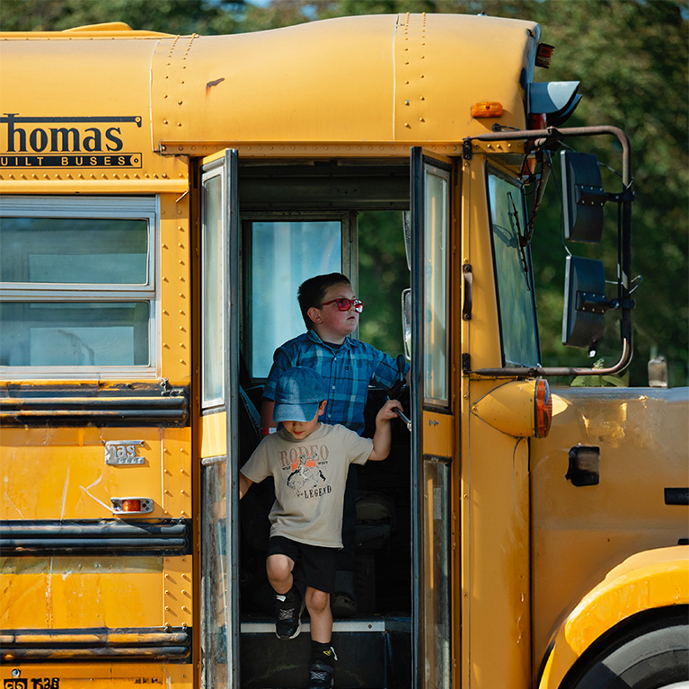 Kids enjoy and learn on their field trip to Appleberry Orchard, seeing how apples and berries are grown and harvested, taking a wagon ride, and visiting the petting farm and play area. 